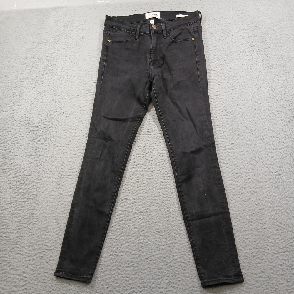 FRAME Le High Skinny Jeans Womens 27 Vian Black Modal Stretch Made in USA EUC